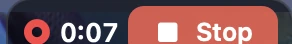 Click's recording control: a red timer reading 0:06 and a Stop button